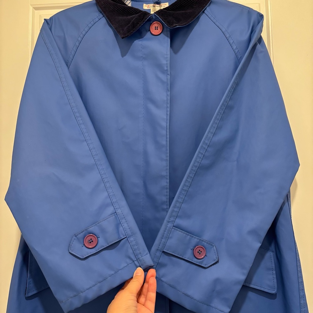 Talbots Vintage Long Slicker Raincoat with Corduroy Detailing - Picture 3 of 10